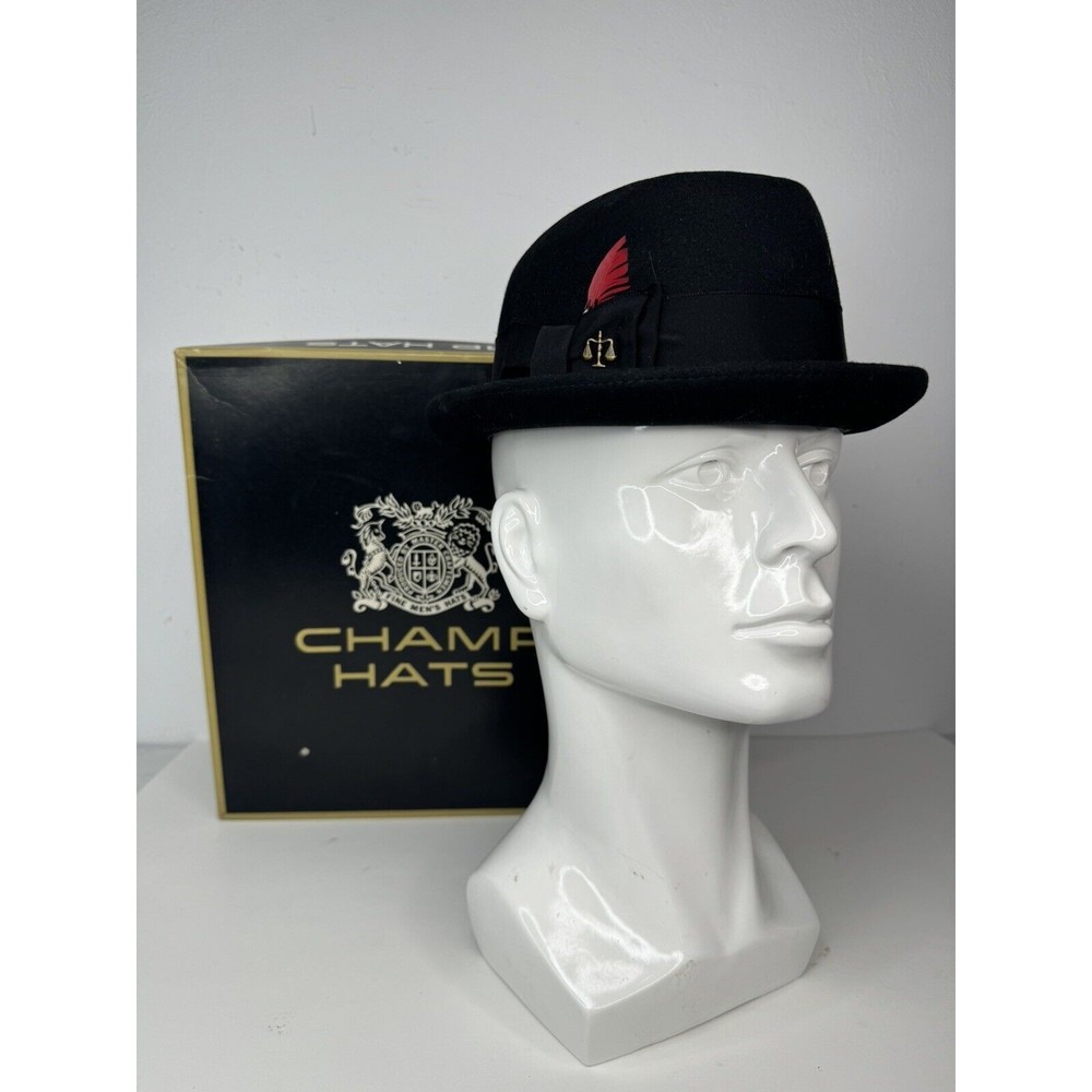 Vtg Champ Hat Men's Hat Fedora Black Band Felt Kasmir Finish 6 7/8